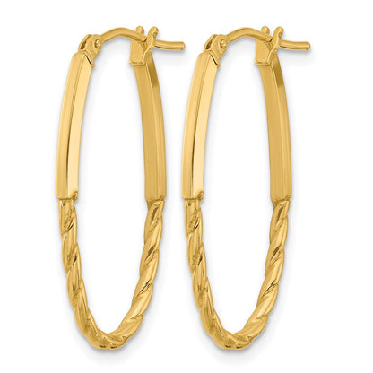 14K Gelbgold Poliert Oval Creolen