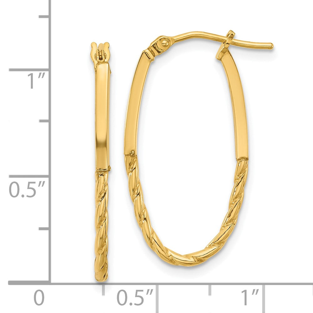 14K Gelbgold Poliert Oval Creolen