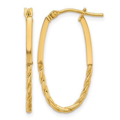 14K Gelbgold Poliert Oval Creolen