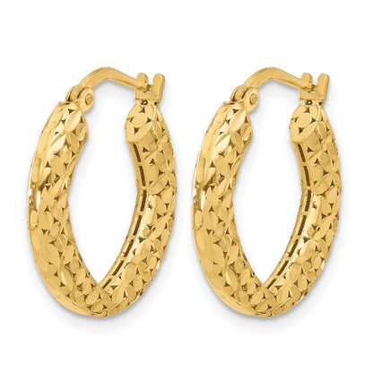 14K Gelbgold Poliert und Diamantiert Creolen