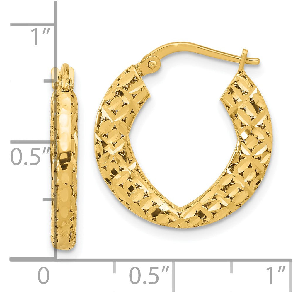 14K Gelbgold Poliert und Diamantiert Creolen