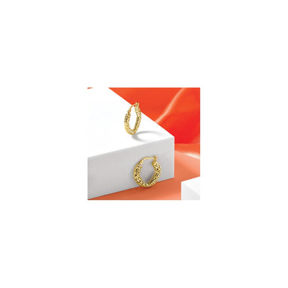 14K Gelbgold Poliert und Diamantiert Creolen