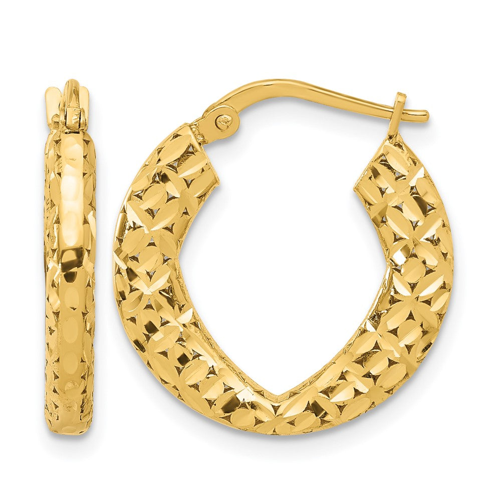 14K Gelbgold Poliert und Diamantiert Creolen