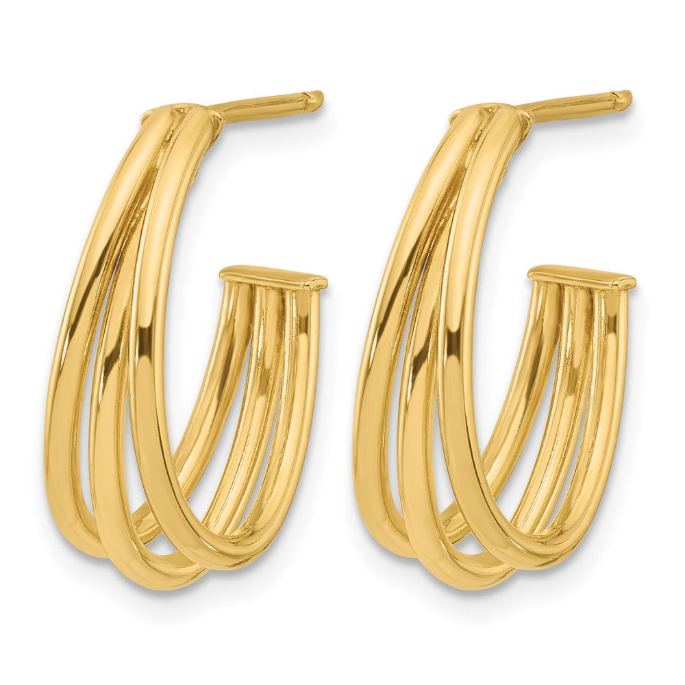 14K Gelbgold Poliert 3 Reihe J Creole Ohrstecker