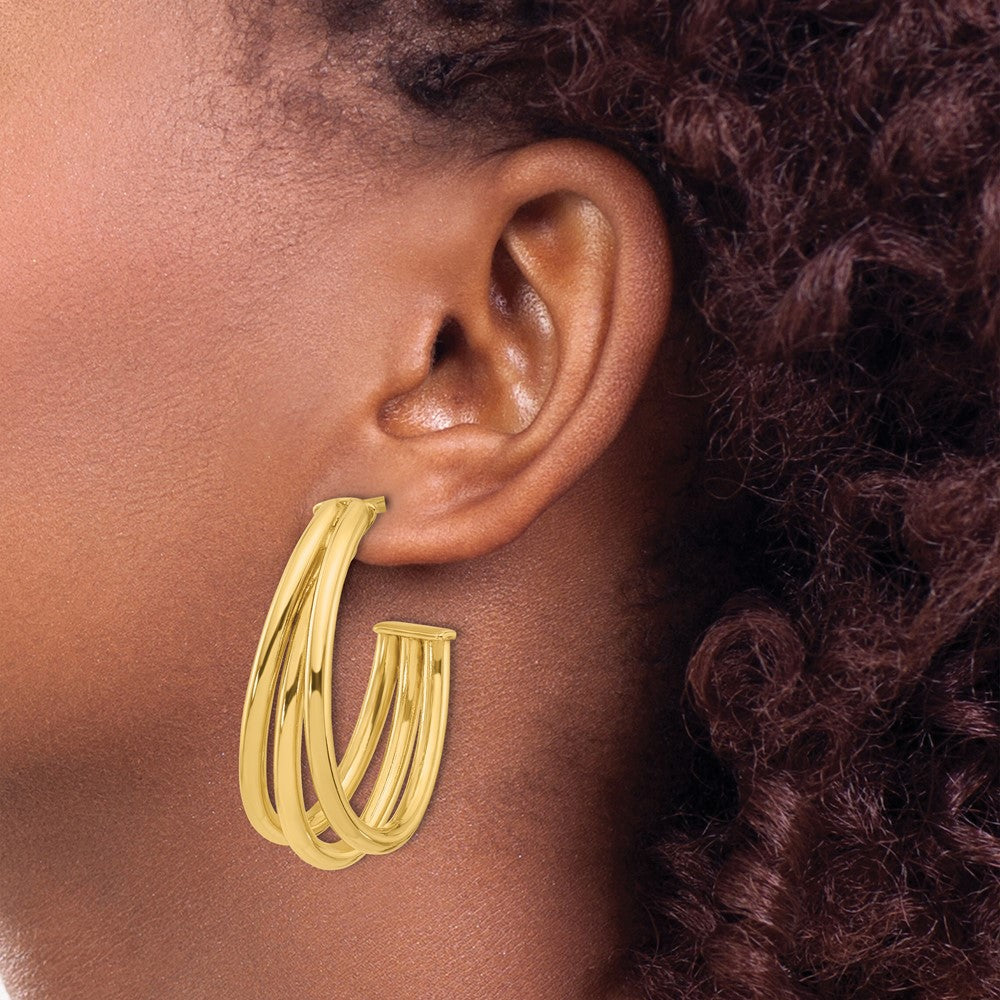 14K Gelbgold Poliert 3 Reihe J Creole Ohrstecker