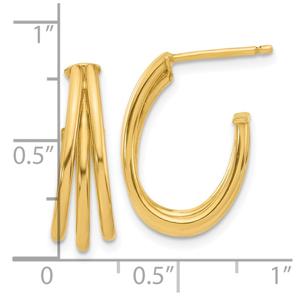14K Gelbgold Poliert 3 Reihe J Creole Ohrstecker