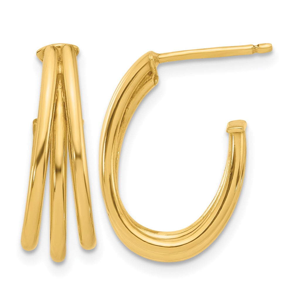 14K Gelbgold Poliert 3 Reihe J Creole Ohrstecker