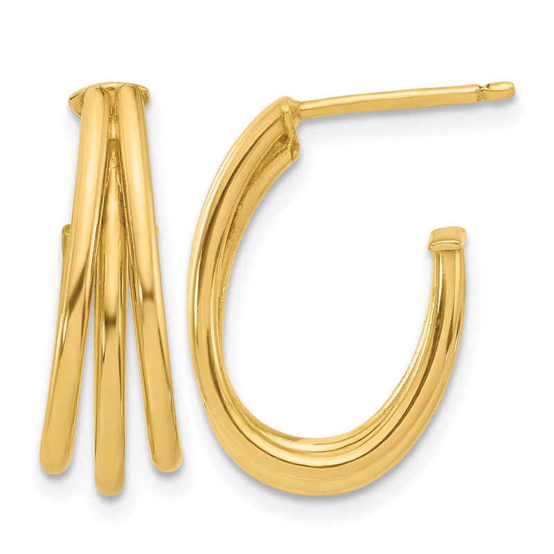 14K Gelbgold Poliert 3 Reihe J Creole Ohrstecker