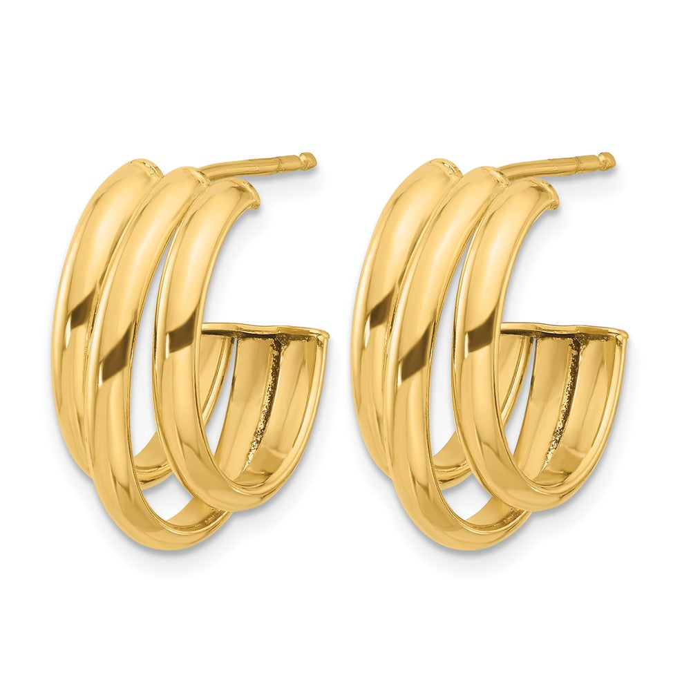 14K Gelbgold Poliert 3 Reihe J Creole Ohrstecker