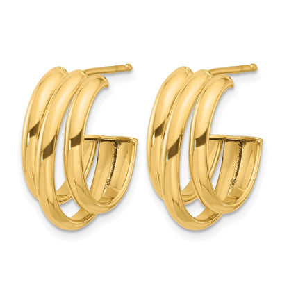 14K Gelbgold Poliert 3 Reihe J Creole Ohrstecker