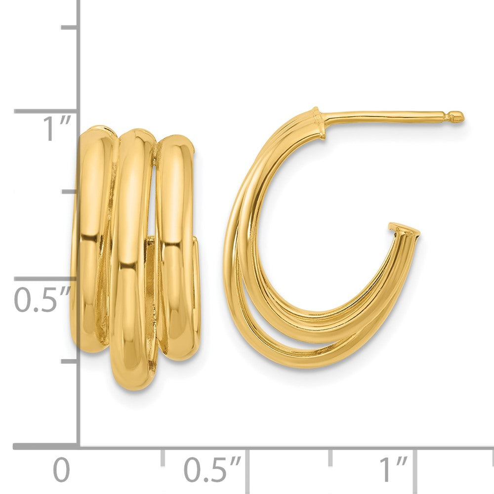 14K Gelbgold Poliert 3 Reihe J Creole Ohrstecker