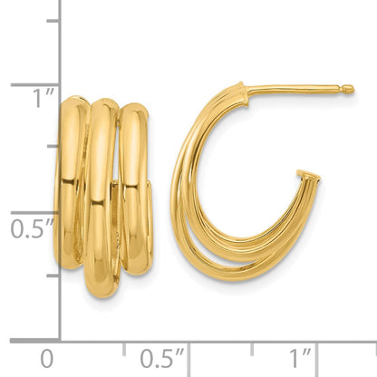 14K Gelbgold Poliert 3 Reihe J Creole Ohrstecker