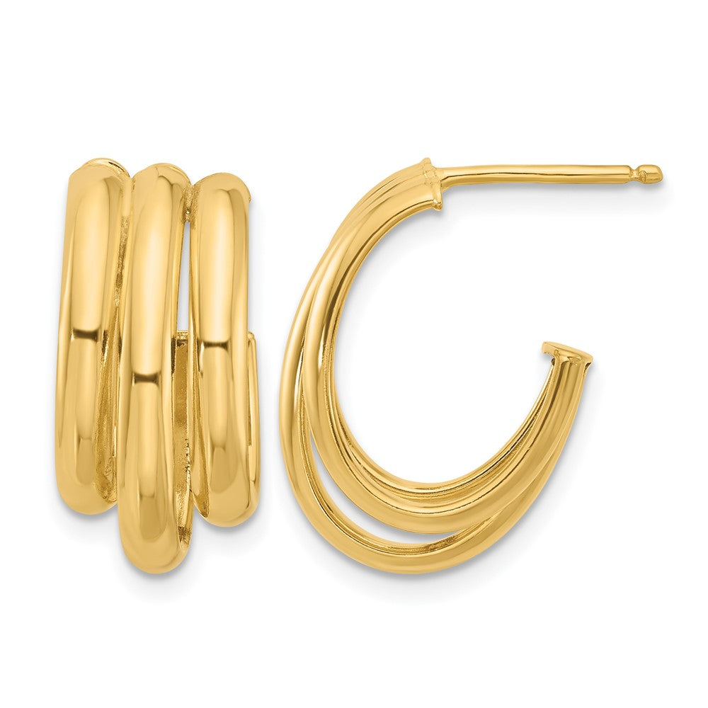 14K Gelbgold Poliert 3 Reihe J Creole Ohrstecker