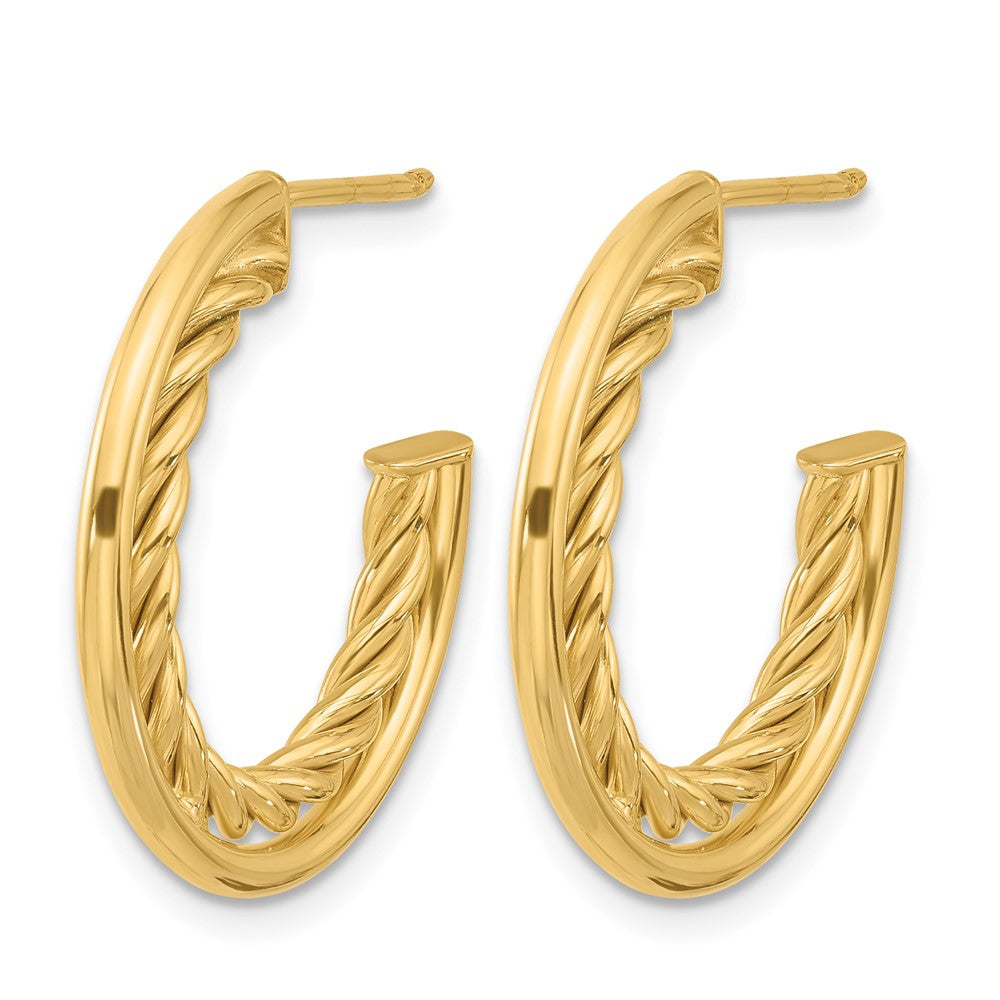 14K Gelbgold Poliert und Strukturiert J Creole Ohrstecker