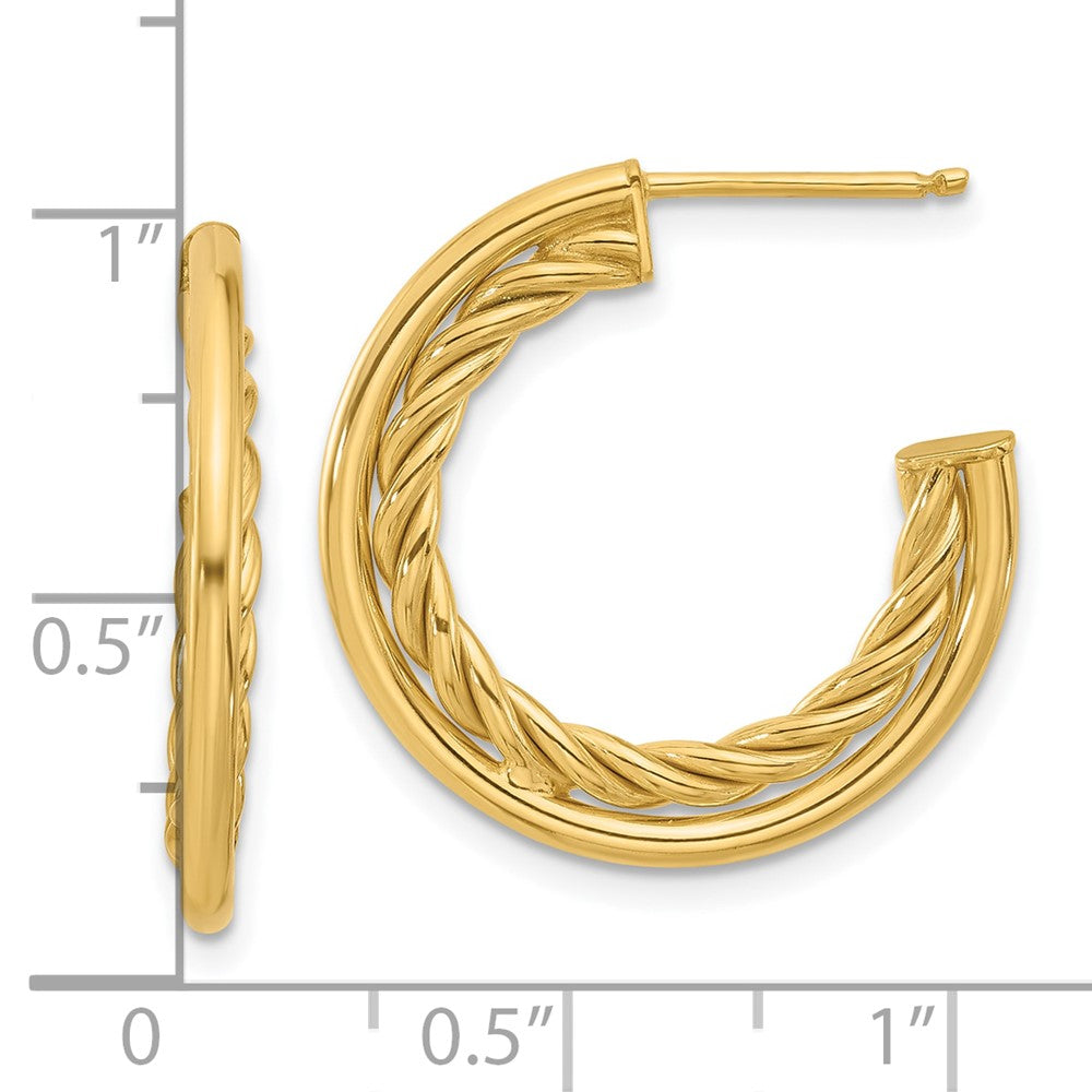 14K Gelbgold Poliert und Strukturiert J Creole Ohrstecker