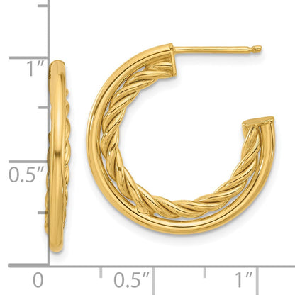 14K Gelbgold Poliert und Strukturiert J Creole Ohrstecker