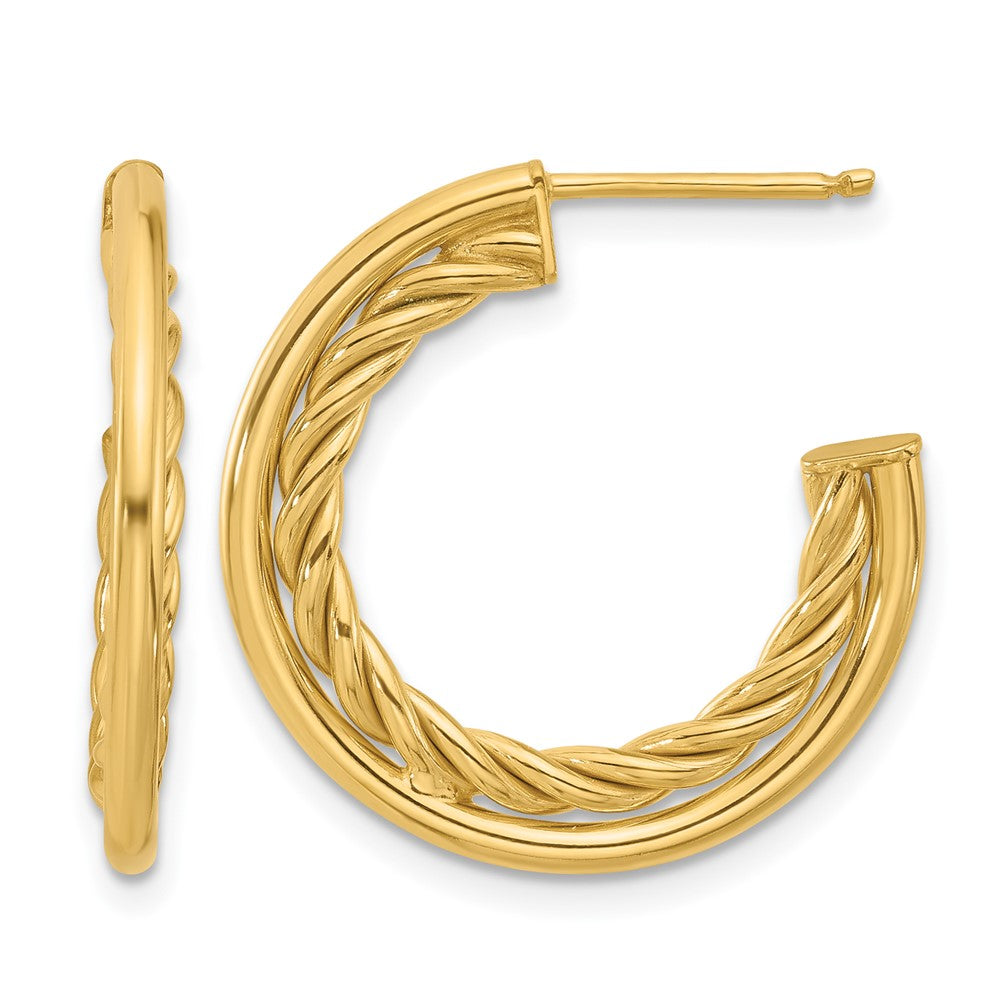 14K Gelbgold Poliert und Strukturiert J Creole Ohrstecker