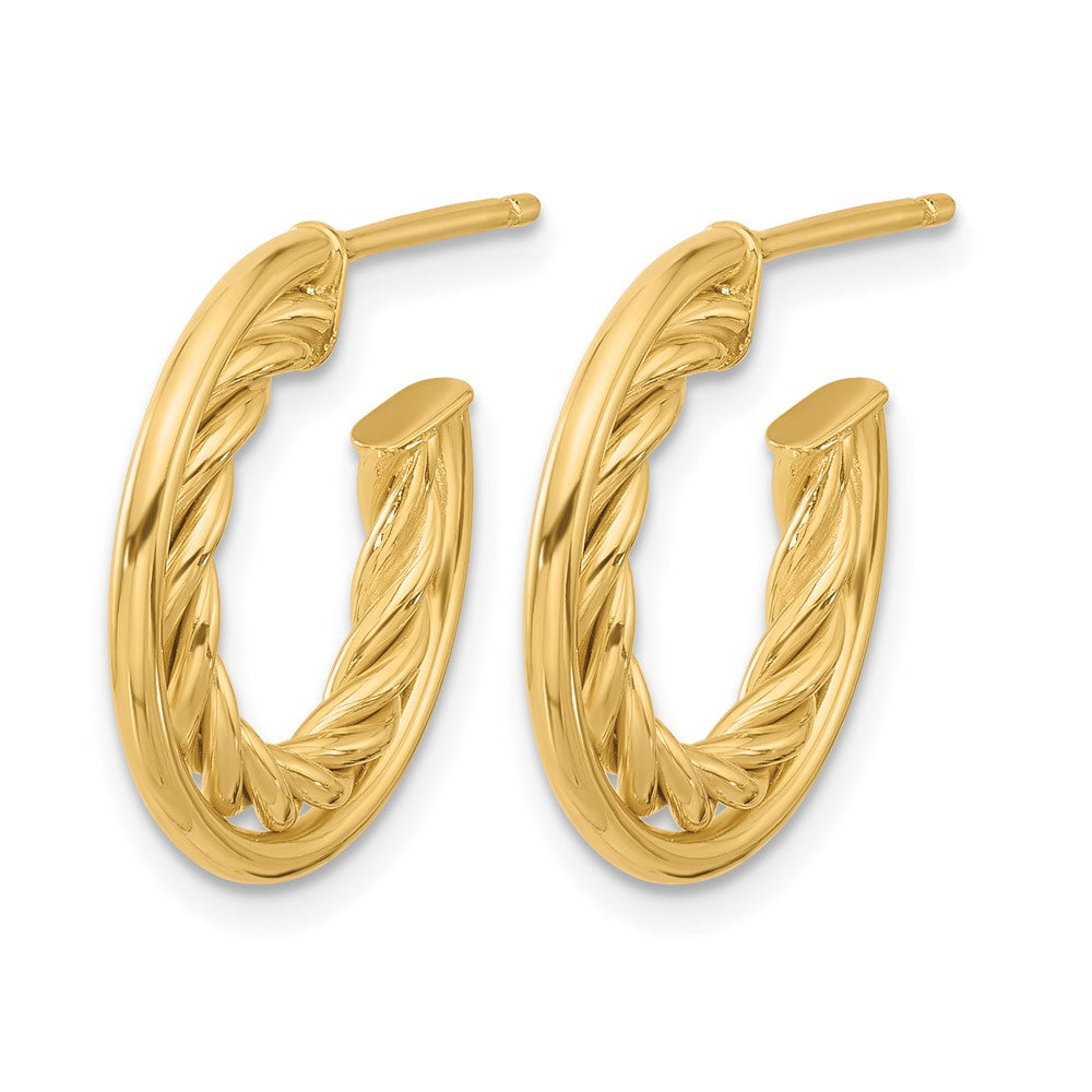14K Gelbgold Poliert und Strukturiert J Creole Ohrstecker