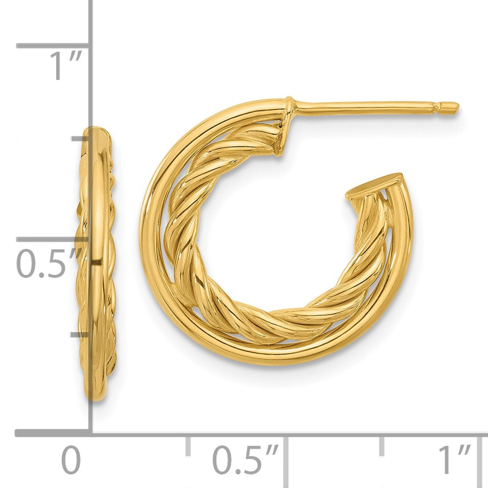 14K Gelbgold Poliert und Strukturiert J Creole Ohrstecker