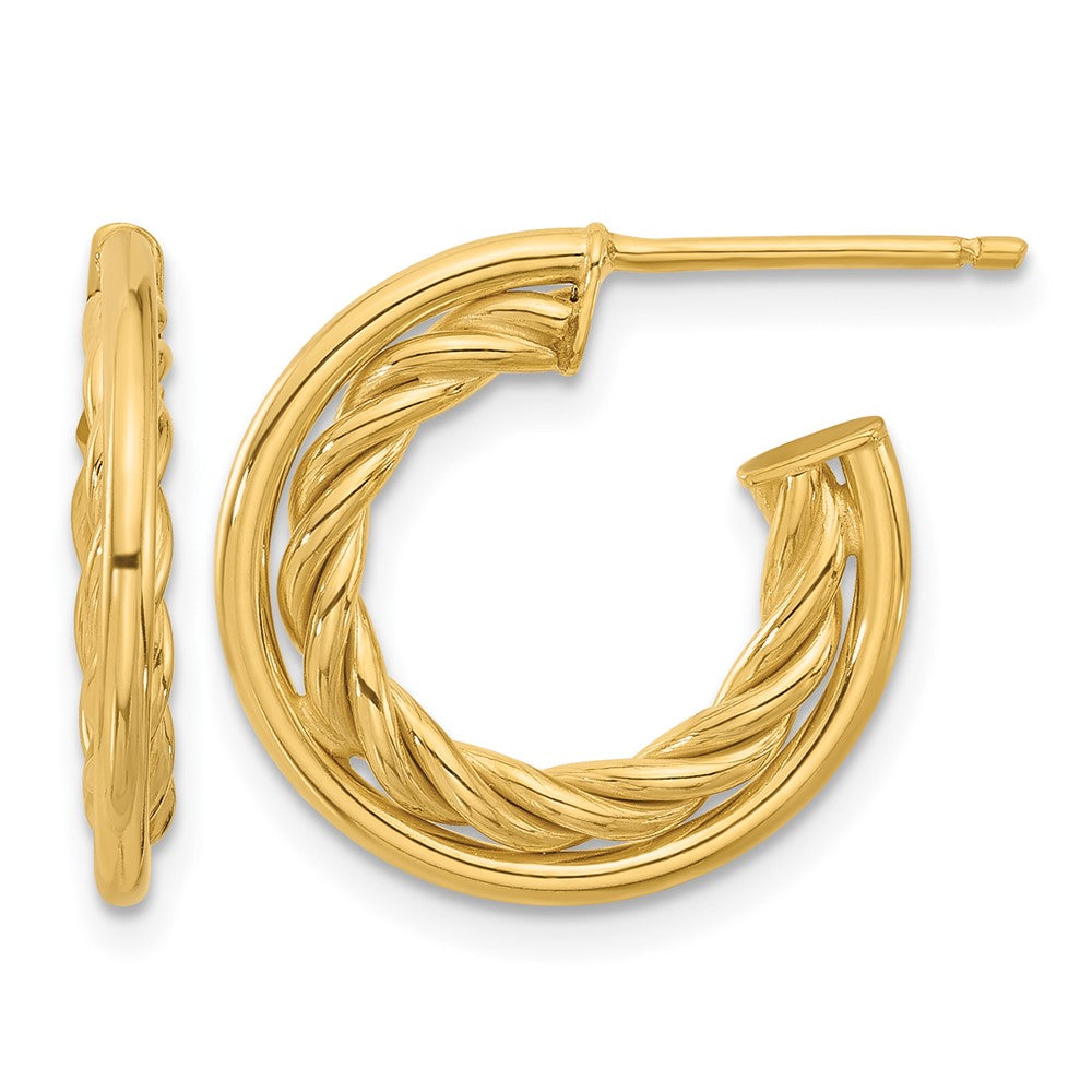 14K Gelbgold Poliert und Strukturiert J Creole Ohrstecker