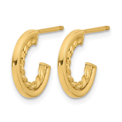 14K Gelbgold Poliert und Strukturiert J Creole Ohrstecker