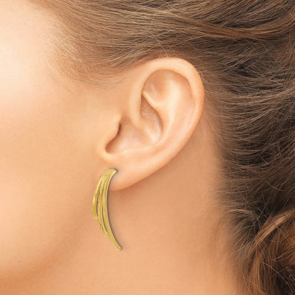 14K Gelbgold Poliert und Diamantiert 3 Reihe Tropfen Ohrstecker