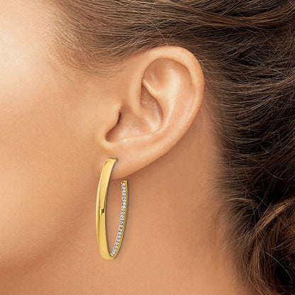 14K Gelbgold Poliert mit Crystals J Creole Tropfen Ohrstecker