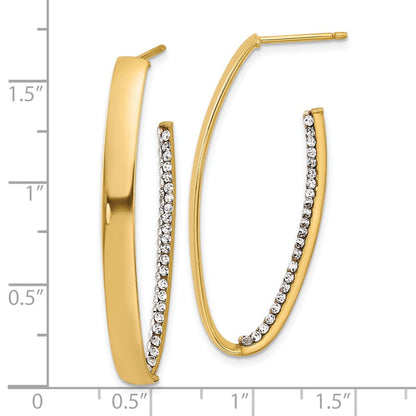 14K Gelbgold Poliert mit Crystals J Creole Tropfen Ohrstecker