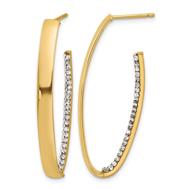 14K Gelbgold Poliert mit Crystals J Creole Tropfen Ohrstecker