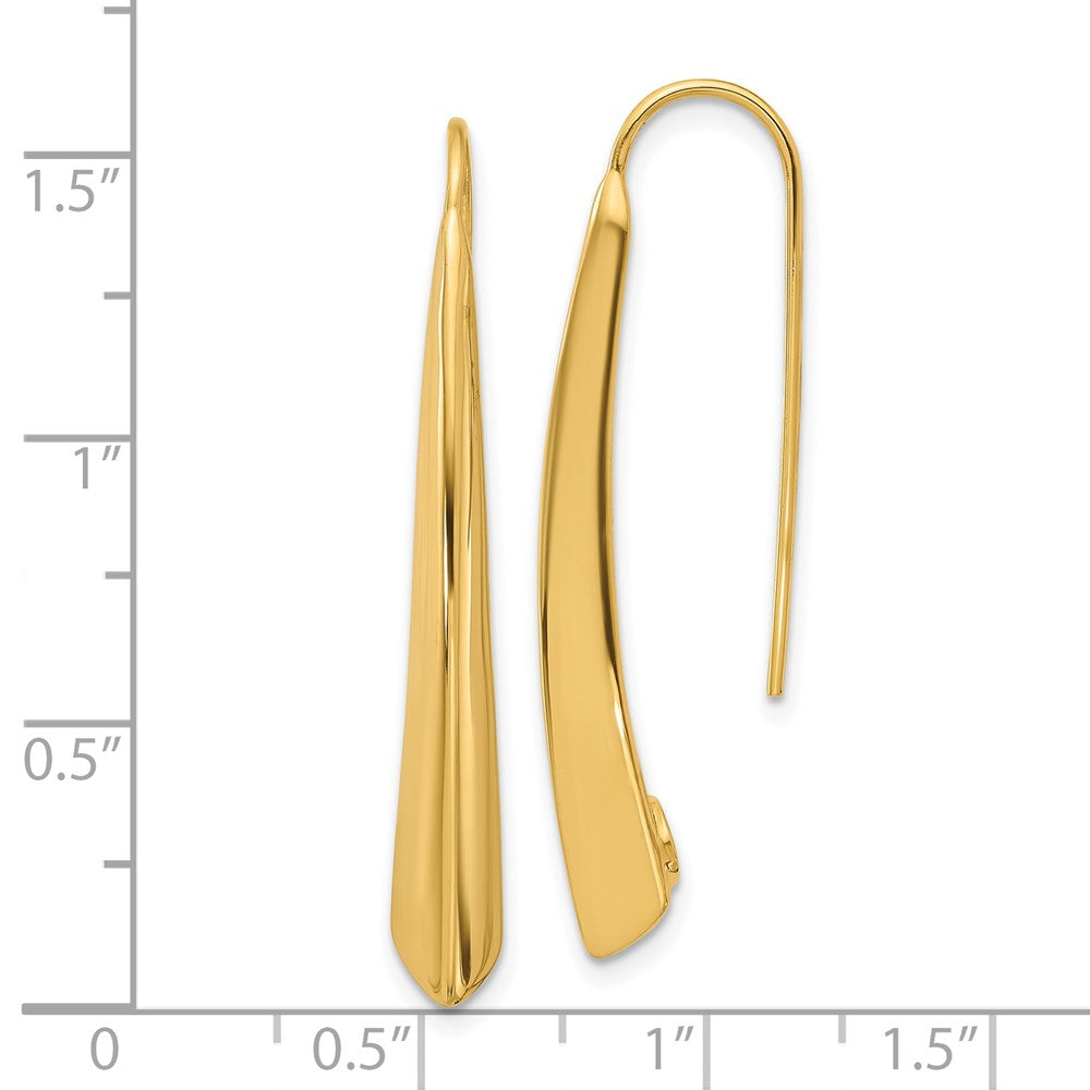 14K Gelbgold Poliert Tropfen Stab Durchzieher-Ohrringe