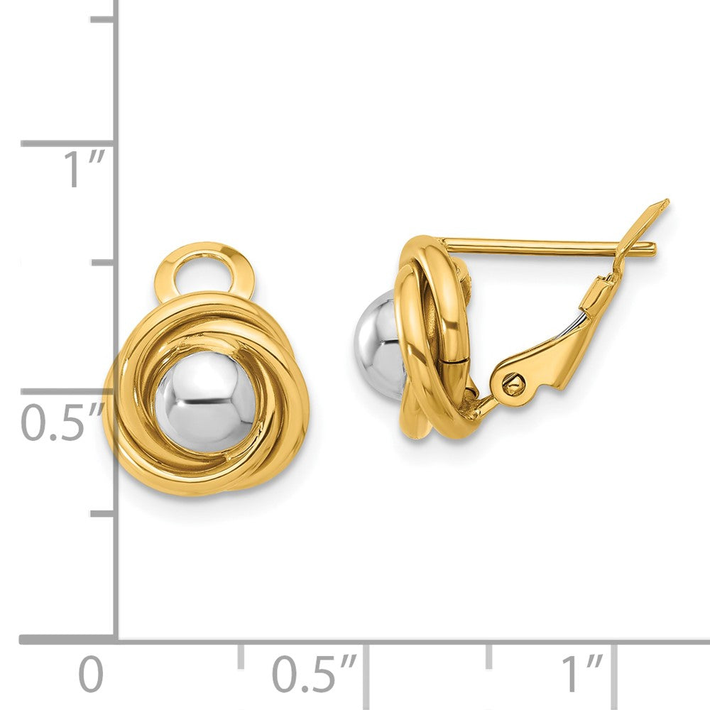14K Bicolor Poliert Omega Rückseite Ohrringe