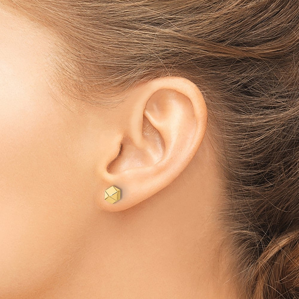 14K Gelbgold Poliert Geometric Kugel Ohrstecker
