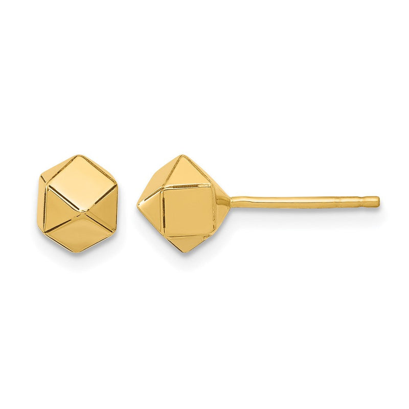 14K Gelbgold Poliert Geometric Kugel Ohrstecker