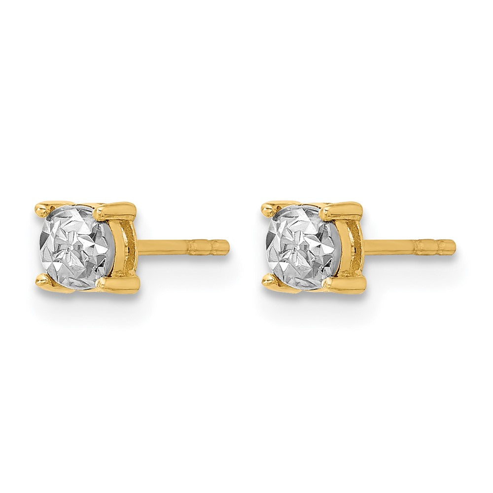 14K Gelb & Rhodium Poliert und Diamantiert Ohrstecker