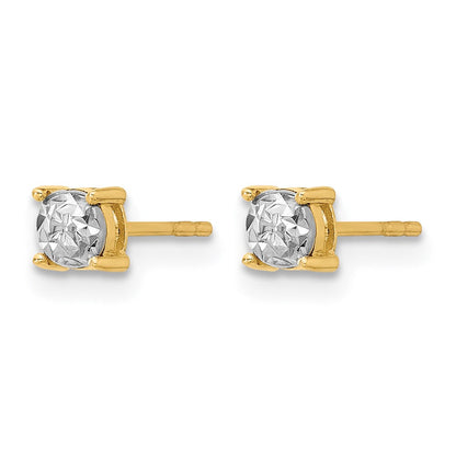14K Gelb & Rhodium Poliert und Diamantiert Ohrstecker