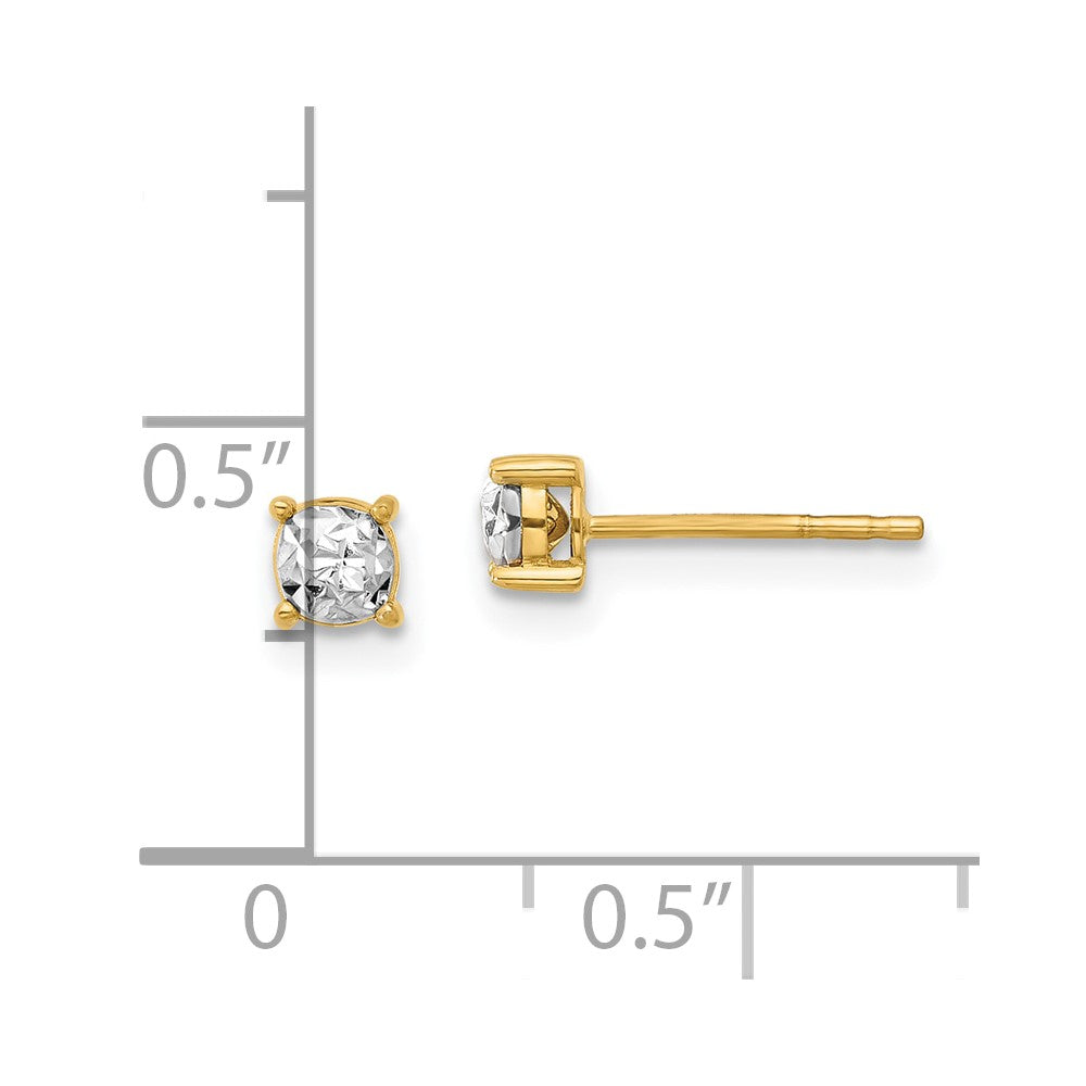 14K Gelb & Rhodium Poliert und Diamantiert Ohrstecker