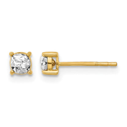 14K Gelb & Rhodium Poliert und Diamantiert Ohrstecker
