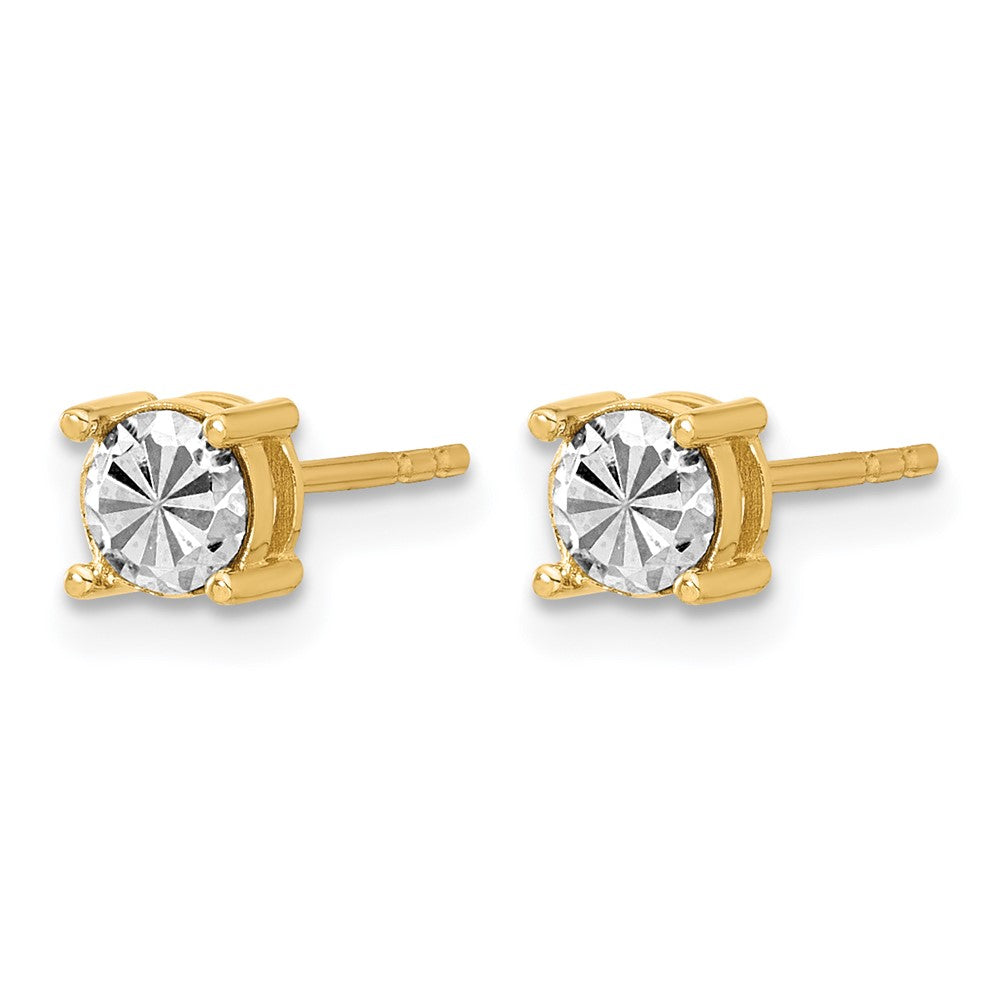 14K Gelb & Rhodium Poliert und Diamantiert Ohrstecker