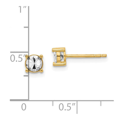 14K Gelb & Rhodium Poliert und Diamantiert Ohrstecker