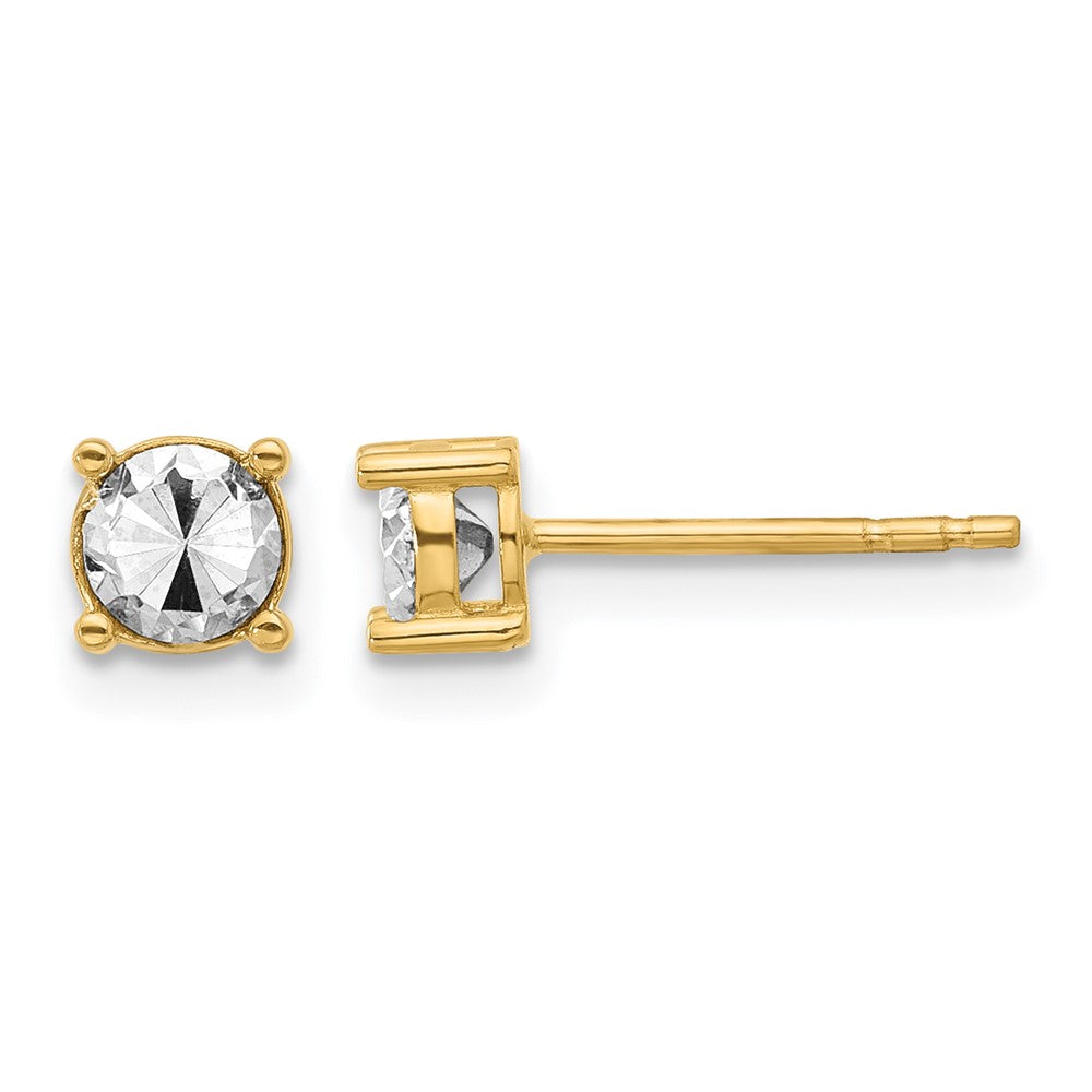14K Gelb & Rhodium Poliert und Diamantiert Ohrstecker