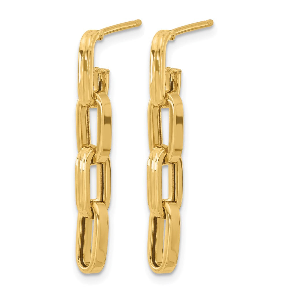 14K Gelbgold Poliert Glieder Hängend Ohrstecker