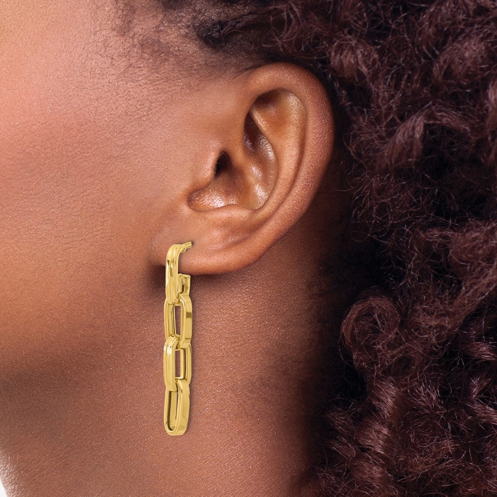 14K Gelbgold Poliert Glieder Hängend Ohrstecker
