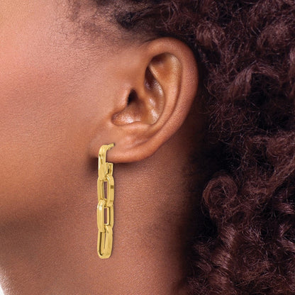 14K Gelbgold Poliert Glieder Hängend Ohrstecker