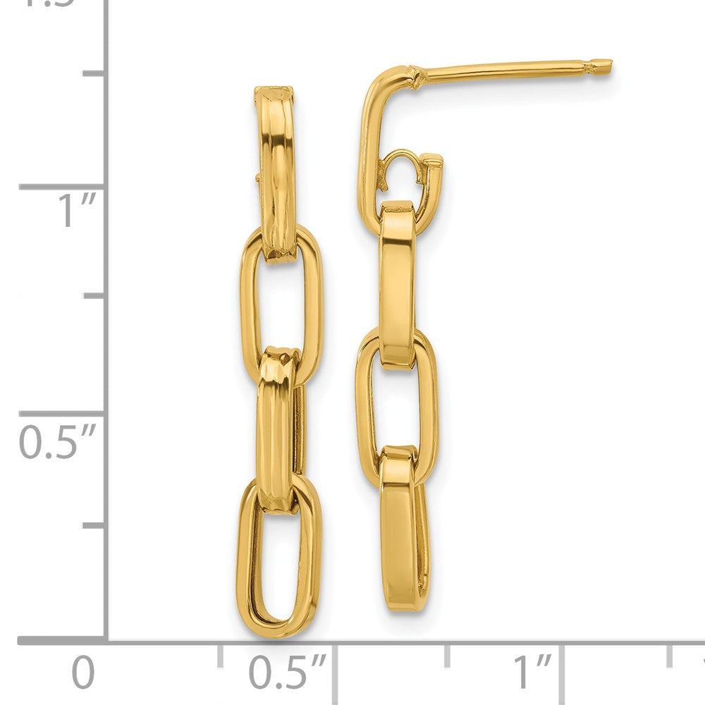14K Gelbgold Poliert Glieder Hängend Ohrstecker