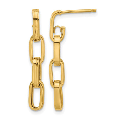 14K Gelbgold Poliert Glieder Hängend Ohrstecker