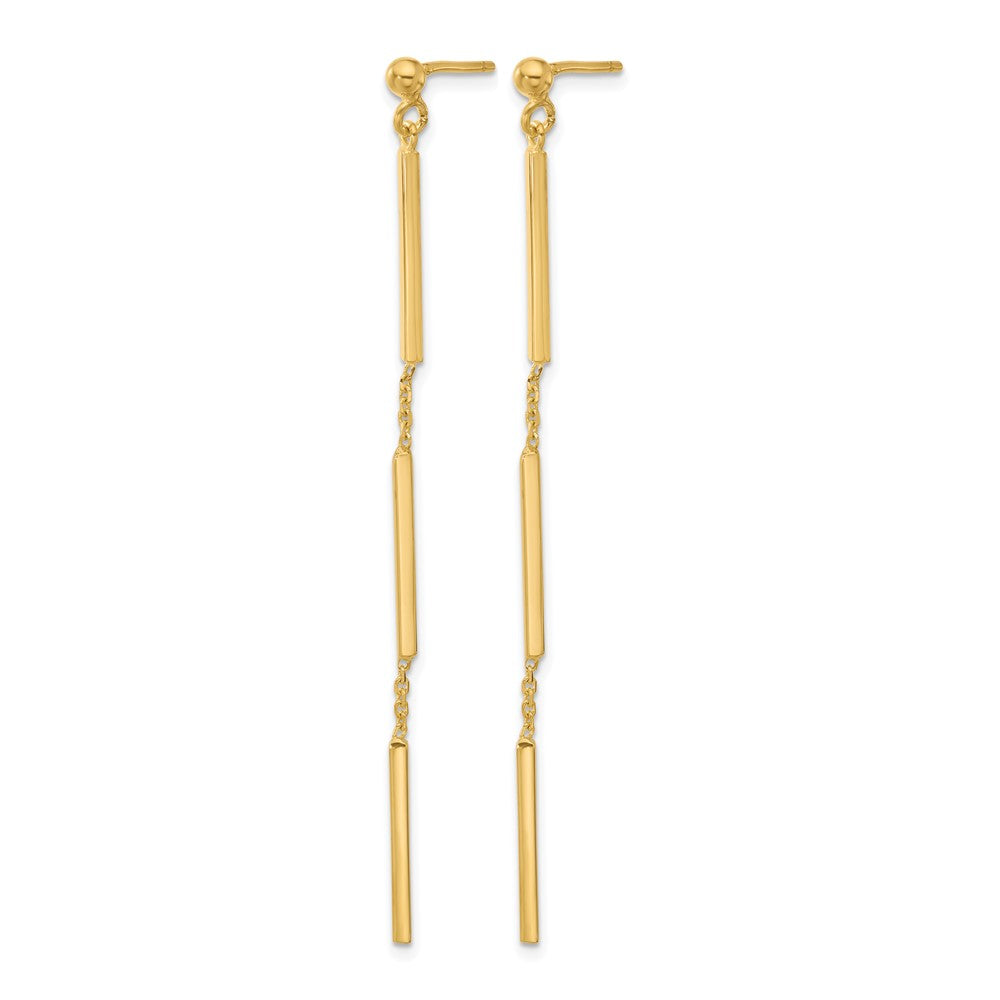 14K Gelbgold Poliert 3 Stab Hängend Ohrstecker