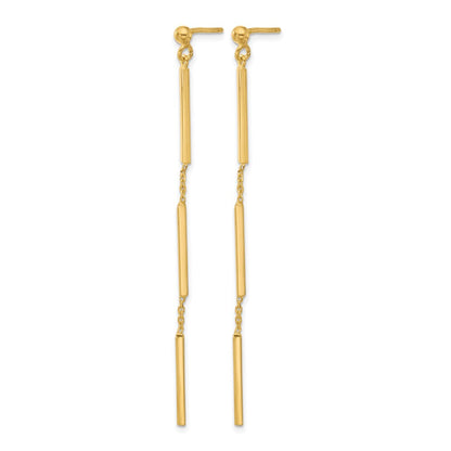 14K Gelbgold Poliert 3 Stab Hängend Ohrstecker