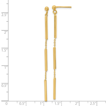 14K Gelbgold Poliert 3 Stab Hängend Ohrstecker