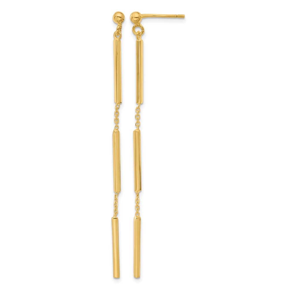 14K Gelbgold Poliert 3 Stab Hängend Ohrstecker