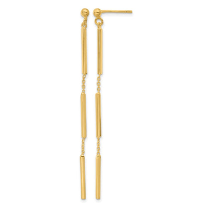 14K Gelbgold Poliert 3 Stab Hängend Ohrstecker